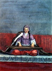 فتاة تركية تعزف على آلة القانون ، نقشها جيرارد جان بابتيست سكوتان (1671-1716) (نقش)