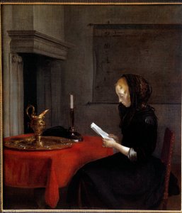 امرأة تقرأ رسالة. لوحة رسمها الهولندي جيرارد تير بورش (1617-1681) بواسطة جيرارد تير بورش