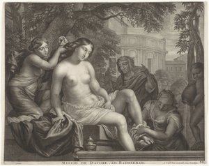 تتلقى بثشبع الرسالة من داود Missio de Davide ad Bathsebam (العنوان على الكائن) بواسطة جيرارد فالك