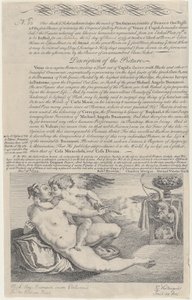 تذكرة السحب لرسومات فينوس وكوبيد بعد مايكل أنجلو ، 1734. بواسطة جيرارد فاندرجوخت