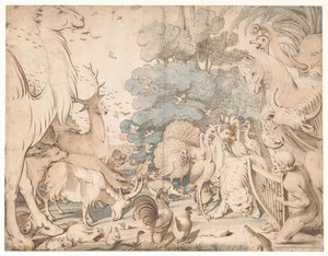 يسحر Orpheus الحيوانات بلعبته