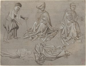 دراسات لأشكال ستة (ورقة من كتاب نموذجي) [وجه الصفحة] بواسطة القرن الخامس عشر الألماني
