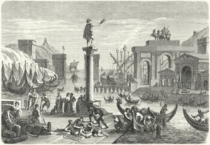 A Roman seaport (engraving) بواسطة المدرسة الألمانية