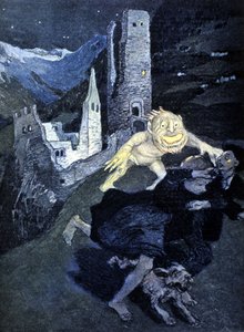 ليلة من المتصيدون من المرح ، تخويف المارة (colout litho) بواسطة المدرسة الألمانية