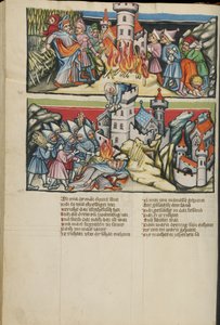 إضاءات أبيمالك من Weltchronik Ms 33 fol. 137V ، حوالي 1400-10 (تمبرا وطلاء ذهبي وفضي وحبر على رق) بواسطة المدرسة الألمانية