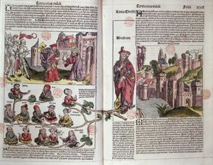 إبراهيم وأحفاده ، من نورنبرغ كرونيكل بقلم هارتمان شيدل (1440-1514) 1493 (قطع خشبية ملونة) بواسطة المدرسة الألمانية