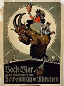 إعلان عن Bock Beer من مصنع النبيذ Lowenbrau ، ميونيخ بواسطة المدرسة الألمانية