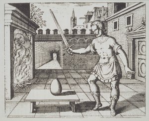 رمزية الخيمياء: بيضة الفلاسفة ، من Srutinium Chymicum بواسطة مايكل ماجير (1687) موضحة في تاريخ السحر المنشور في أواخر القرن التاسع عشر بواسطة المدرسة الألمانية