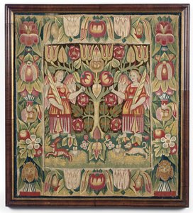 غطاء وسادة نسيج مجازي ، شمال ألمانيا ، ربما هامبورغ ، c.1600-50 بواسطة المدرسة الألمانية