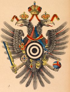 شعار النبالة الإمبراطورية النمساوية المجرية كهدف للرماية ، c. 1865 (قطع خشبية ملونة) بواسطة المدرسة الألمانية