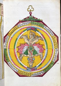 BT1.70.2 Volvelleor مع البروج ، التوضيح من Astronimicum Caesareum بواسطة بيتر Apian (Bennewitz) (1495-1552) حانة. في إنغولشتات ، 1540 (قطع خشبية ملونة)