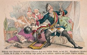 Baron Munchausen (colour litho) بواسطة المدرسة الألمانية