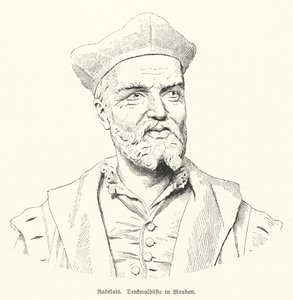 Bust of French author Francois Rabelais in Meudon, France (litho) بواسطة المدرسة الألمانية