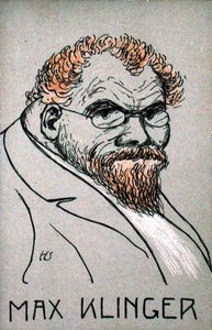 رسم كاريكاتوري لماكس كلينجر (1857-1920) (ليثو ملون) بواسطة المدرسة الألمانية