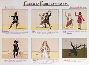 رسم كاريكاتوري يسخر من الأوبرا Lucia di Lammermoor by Donizetti (color litho بواسطة المدرسة الألمانية