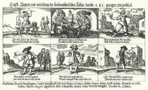 رسم كاريكتوري، عن، تبغ، أيضا، تدخين الغليون (engraving) بواسطة المدرسة الألمانية