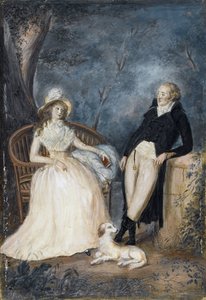 شارلوت فون شتاين (1742-1827) ويوهان فولفجانج فون جوته (1749-1832) في محادثة - أستاذ ألماني - النصف الثاني من القرن الثامن عشر. - ألوان مائية على كرتون - مجموعة خاصة بواسطة المدرسة الألمانية