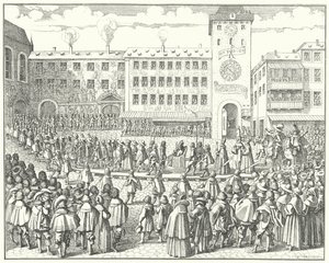 موكب تتويج ماتياس ، الإمبراطور الروماني المقدس في 1612. بواسطة المدرسة الألمانية