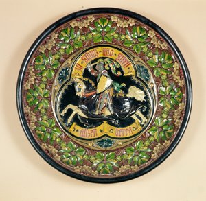 صحن بزخرفة بارزة ، من Bichweiler of Hamburg ، 1880 (آنية فخارية) بواسطة المدرسة الألمانية