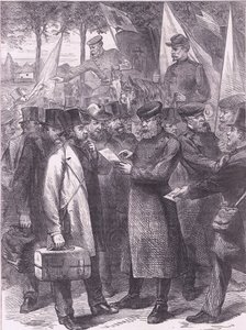 English residents leaving Paris, Cassells History of the War between France and Germany published by Cassell and Company Limited, c.1890 (litho) بواسطة المدرسة الألمانية