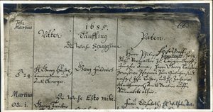 دخول معمودية هاندل من سجل كنيسة ماركتشيرش ، هاله ، ألمانيا ، 1685 بواسطة المدرسة الألمانية