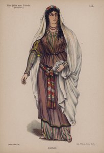 إستر ، من Die Judin von Toledo (The Jewess of Toledo) بواسطة Franz Grillparzer (color litho) بواسطة المدرسة الألمانية