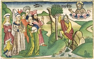 خروج 15 1-19 نشيد موسى ، من الكتاب المقدس نورمبرغ (Biblia Sacra Germanaica) (قطع خشبية ملونة) بواسطة المدرسة الألمانية