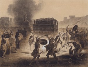 جنازة في العصر الكلاسيكي (طباعة حجرية ملونة) بواسطة المدرسة الألمانية