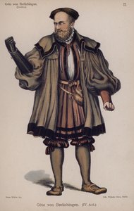 Gotz von Berlichingen ، شخصية العنوان من مسرحية Goethe (Color litho) بواسطة المدرسة الألمانية
