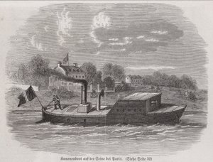 Gunboat on the River Seine during the Siege of Paris, Franco-Prussian War بواسطة المدرسة الألمانية
