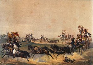 موكب الزفاف المجري ، حوالي 1855 (لون ليثو) بواسطة المدرسة الألمانية