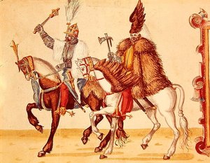 النبلاء المجريون في البلاط العثماني في نهاية القرن السادس عشر (ألوان مائية على ورق) بواسطة المدرسة الألمانية