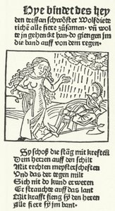 رسم توضيحي من قصة البطل الرومانسي ولفديتريش ، الذي نشره هانز شونسبيرجر في أوغسبورغ عام 1491 (نقش) بواسطة المدرسة الألمانية