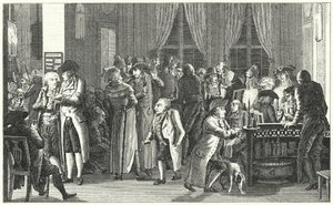 داخل مقهى ريختر في لايبزيغ ، c1800 (نقش) بواسطة المدرسة الألمانية