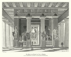 Interior of the Temple of Zeus at Olympia, Ancient Greece (engraving) بواسطة المدرسة الألمانية