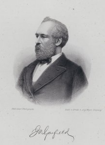 James A Garfield, American politician and 20th President of the United States (engraving) بواسطة المدرسة الألمانية