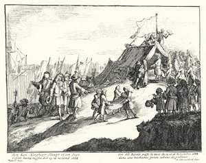يقضي جيمس الثاني ملك إنجلترا ليلة 15/16 نوفمبر 1688 في كوخ صياد فقير (نقش) بواسطة المدرسة الألمانية