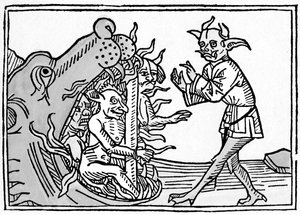 La bouche de l'enfer - Jacobus de Teramo - The Devil Belial قبل أبواب الجحيم ، من Das Buch Belial ، نُشرت في Augsburg بواسطة المدرسة الألمانية