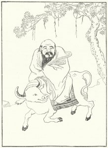 Laozi, ancient Chinese Philosopher, on a water buffalo (engraving) بواسطة المدرسة الألمانية