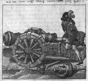 تحميل مدفع من خلال المؤخرة ، رسم توضيحي من &39;L&39;Art de l&39;Artillerie&39; بواسطة Wolff de Senftenberg ، أواخر القرن السادس عشر (قلم رصاص ومرحاض على الورق) (صورة BW) بواسطة المدرسة الألمانية