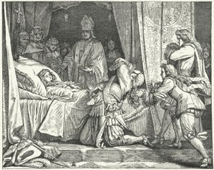 ماكسيميليان الثاني إيمانويل ، ناخب بافاريا ، على فراش وفاة ابنه جوزيف فرديناند بواسطة المدرسة الألمانية