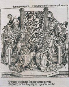 Meeting between Pope Pius II and Frederick III, Emperor of Germany (engraving) بواسطة المدرسة الألمانية
