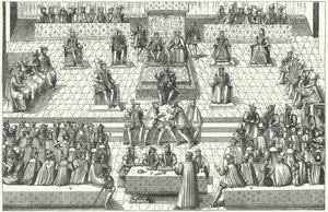 Meeting of the French Estates General at Orleans, January 1561 (engraving) بواسطة المدرسة الألمانية