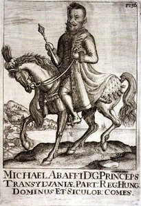 مايكل Apafi (1632-90) أمير ترانسيلفانيا ، رسم توضيحي من كتاب عن الحملات العثمانية في أوروبا ، نقشه Paul Furst (c.1605-66) بواسطة المدرسة الألمانية