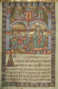 السيدة كزارت. 1207، IV، fol.V v. Adoration of the Magi، from The Evangeliarium of Plock Cathedral، c.1075 بواسطة المدرسة الألمانية