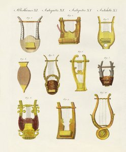 آلات موسيقية القدماء - lyres و zithers بواسطة المدرسة الألمانية