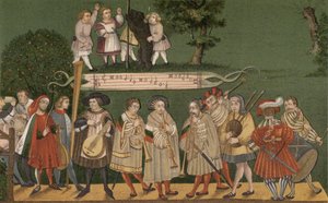 موسيقيون من أوغسبورغ ، ألمانيا ، يلعبون لراقصين من Geschlechtertanz ، 1520 بواسطة المدرسة الألمانية