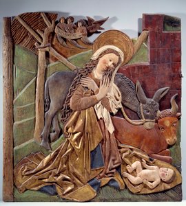 Nativite Relief على الجانب الداخلي من المذبح من الخشب متعدد الألوان للمدرسة الألمانية. 1510 خافت. 1،12x1،11 م باريس ، متحف اللوفر بواسطة المدرسة الألمانية