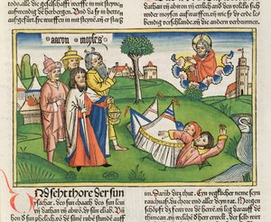 عدد 16 32 الأرض تبتلع المتمردين داثان وأبيرام من الكتاب المقدس نورمبرغ (Biblia Sacra Germanaica) (قطع خشبية ملونة)