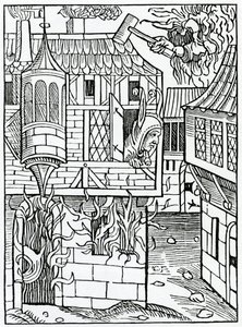 من bostynge أو hauynge confydence في ثروة ، رسم توضيحي من ترجمة ألكسندر باركلي الإنجليزية لـ "The Ship of Fools" ، من طبعة نشرت في عام 1874 بواسطة المدرسة الألمانية